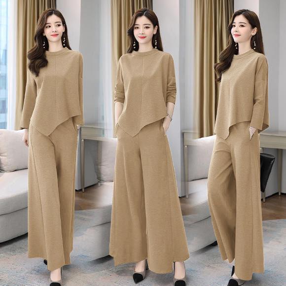 Elegant Wide-Leg Pants and Blazer Set - Slimming and Stylish for Mature Women In Spring and Autumn