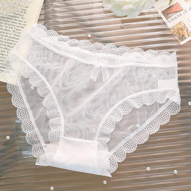 Elegant Transparent Lace Panties For Women Summer Lightweight Cotton Lined Mid Rise Triangular Design