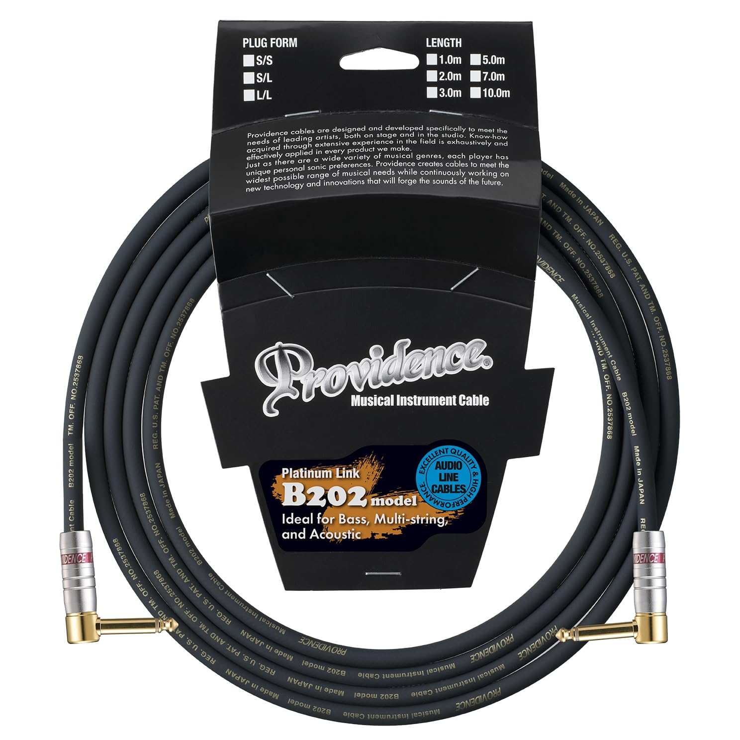 

Providence Shielded Cable B202 1m Plug L/L (L Type/L Type) чорний