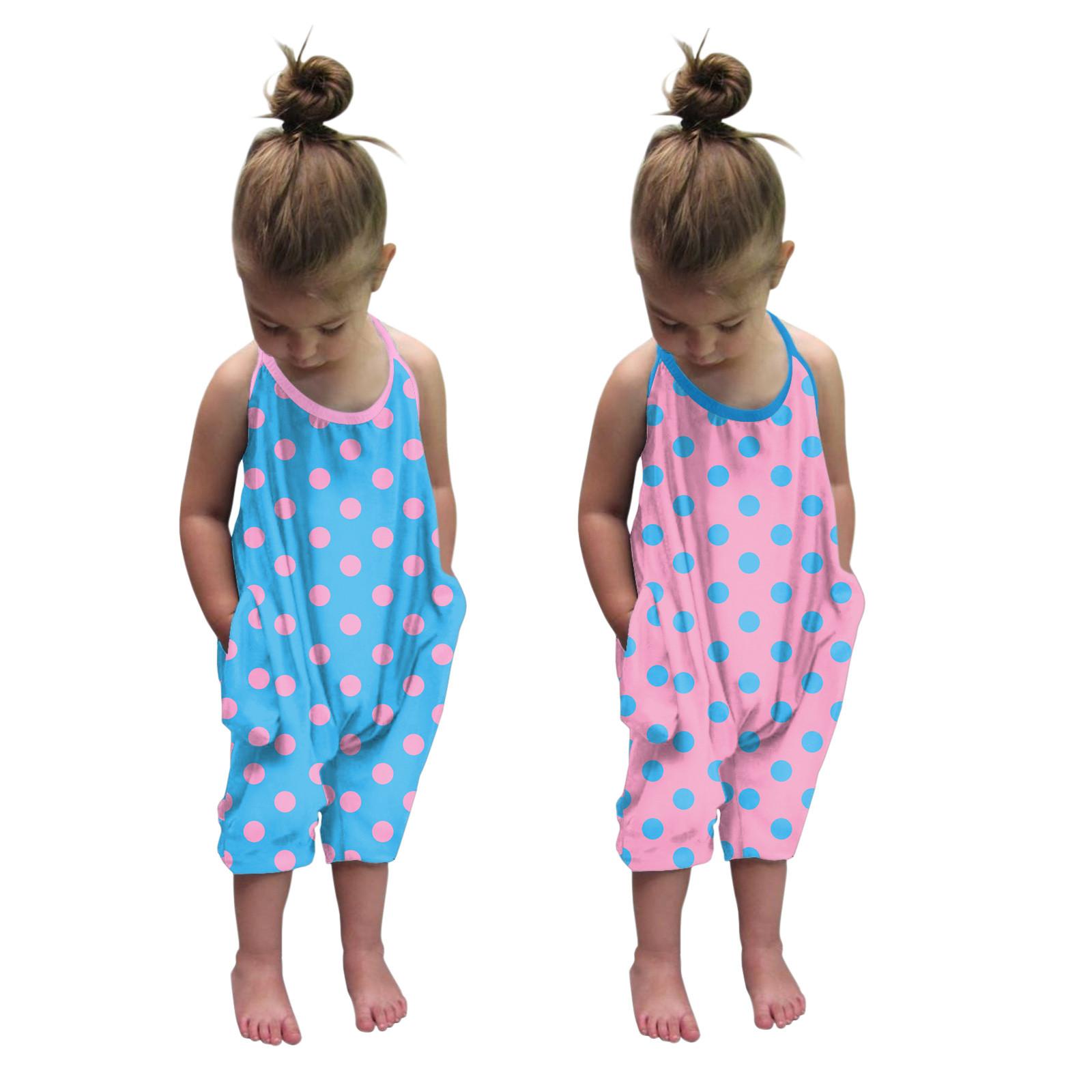 

Комбинезон для маленьких девочек и малышей, комбинезон с ремешком и принтом в горошек, летние наряды