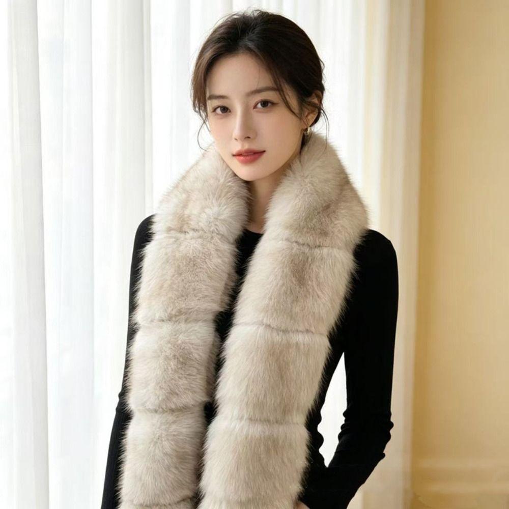Imitation Mink Fur Long Faux Fur Scarf Thick Shawl Wrap Fleece Neck Gaiter Fluffy Scarf Winter