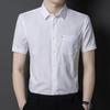 Short Sleeve Men's Shirt Summer Clothing New Middle-Aged Business Leisure Solid Color Thin Cardigan Shirt Men