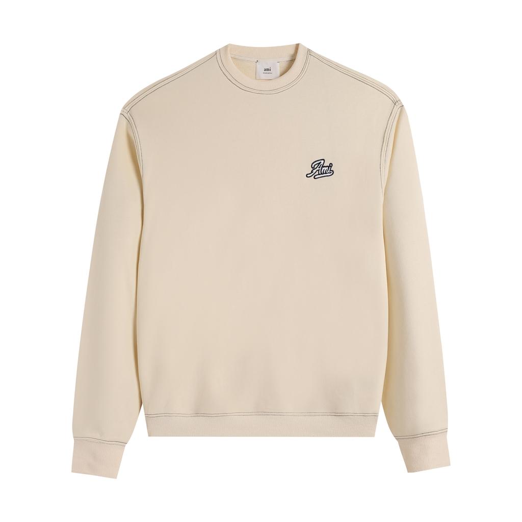 AMI 2025 Autumn and Winter New Letter Embroidery High-quality Cotton Round Neck Hoodie Couple Pullover