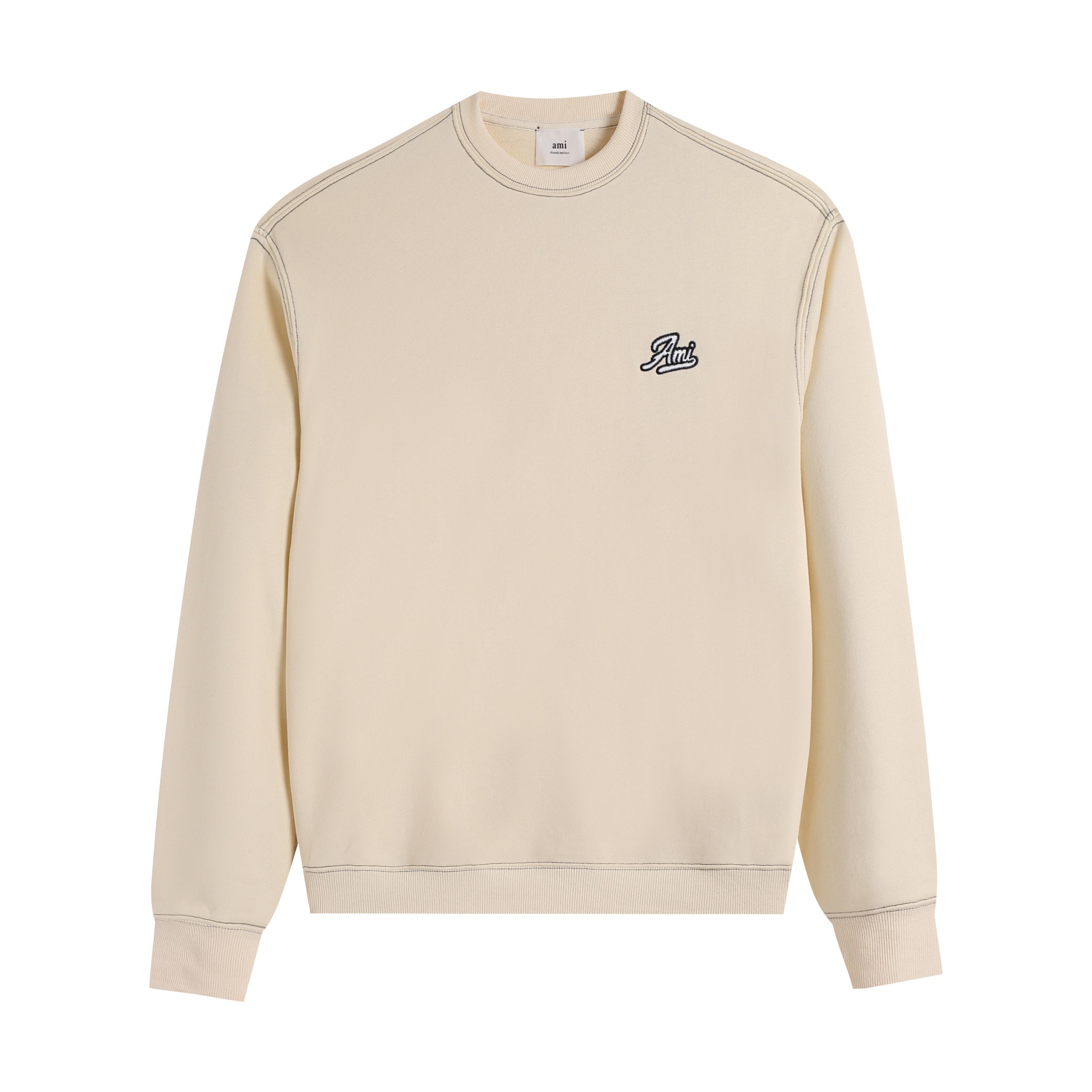 

AMI 2025 Autumn and Winter New Letter Embroidery High-quality Cotton Round Neck Hoodie Couple Pullover S