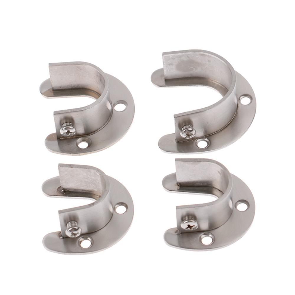 Heavy Duty Wardrobe Bracket U-Shaped Rod Holder Closet Rod End Support Rod Socket Flange Rod Holder