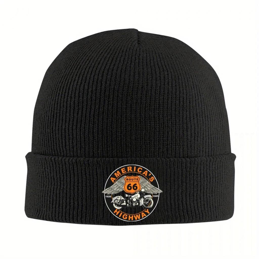 New Route Highway Knit Hat Beanies Winter Hats Warm Color Motorcycle Cruise America Caps For Unisex Women