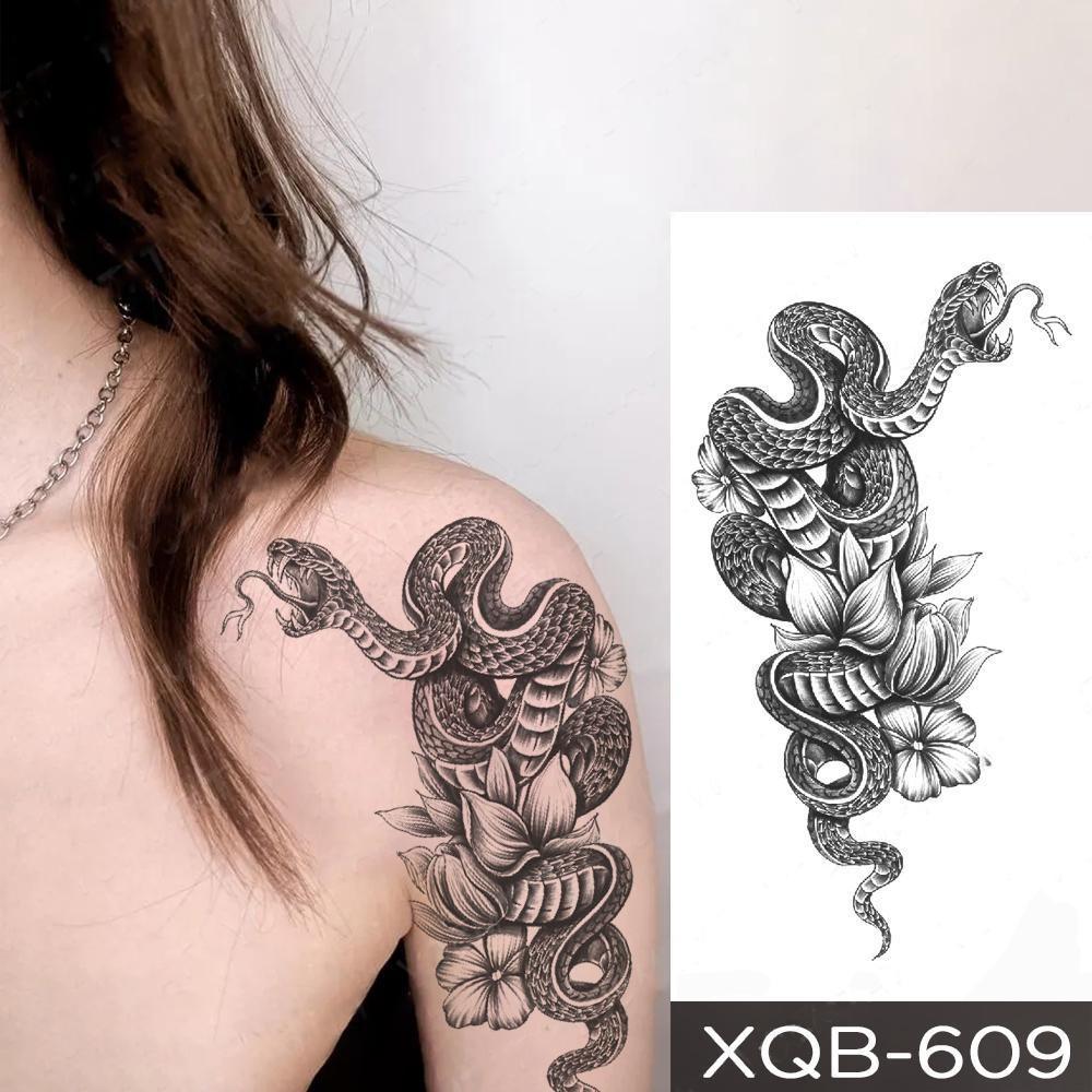 1 STÜCK 210*114 MM Coyote Katze Löwe Meerjungfrau Temporäre Tattoos Für Männer Frauen Schwarz Mond Schlange Schwert Tattoos Aufkleber Gefälschte Line Art Tattoo