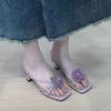 Flowers Heeled Slides New Collection Shoes Chic Elegant Style Stylish 2025 Trend 39 Women's Slippers and Ladies Sandals On Sale