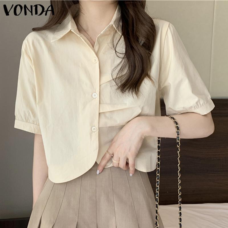 

Летние женские плиссированные рубашки с короткими рукавами VONDA