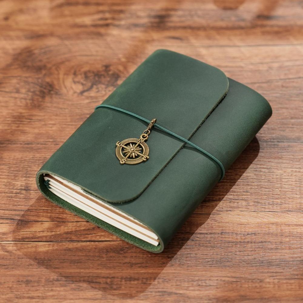 Handmade Retro Passport Travel Notebook Refillable Design Genuine Leather Traveler Notebook Loose-leaf Pages Tri-fold Sketchbook зелёный