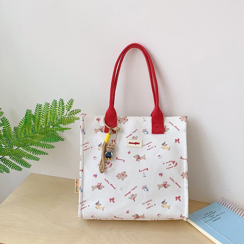 Korean Lazy Style Large Canvas Tote Bag - Fashionable, Versatile, High-End Women's Commuter Shoulder Bag