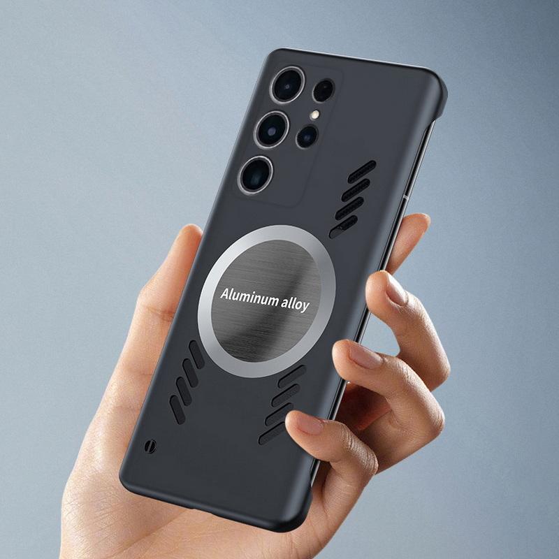 

Ультратонкий безрамочный жесткий чехол для iPhone 14 Pro Max 13 12 11 Samsung S23 S22 S21+ Броневая ударопрочная металлическая металлическая крышка