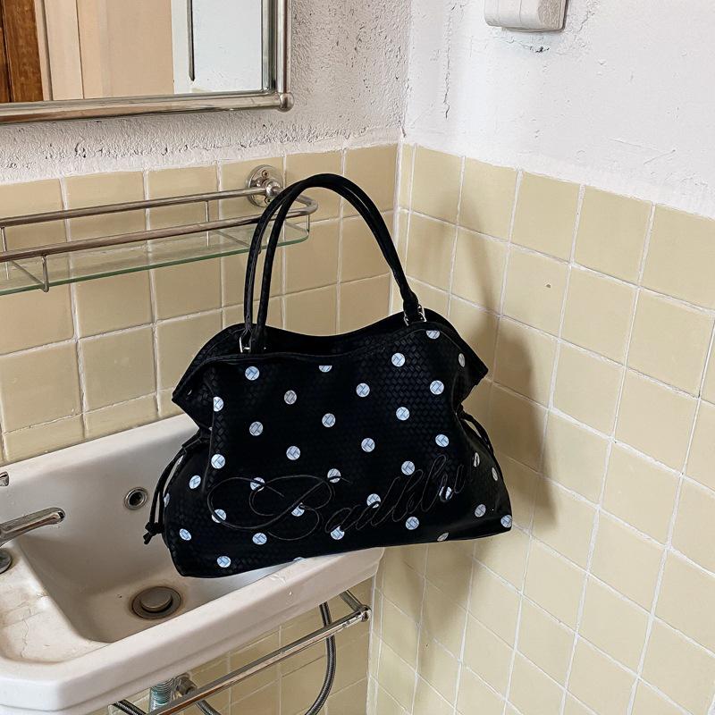 2026 Korean Fashion Polka Dot Large Capacity Ballet Style Tote & Shoulder Bag