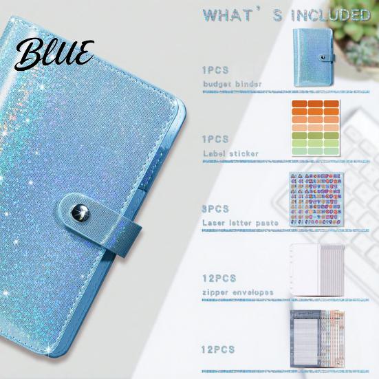 Horizontal Line Accounting Sheets A6 Budget Planner Notebook Glitter Cash Tracker Journal Financial Flexible Pages Organizer with Dividers