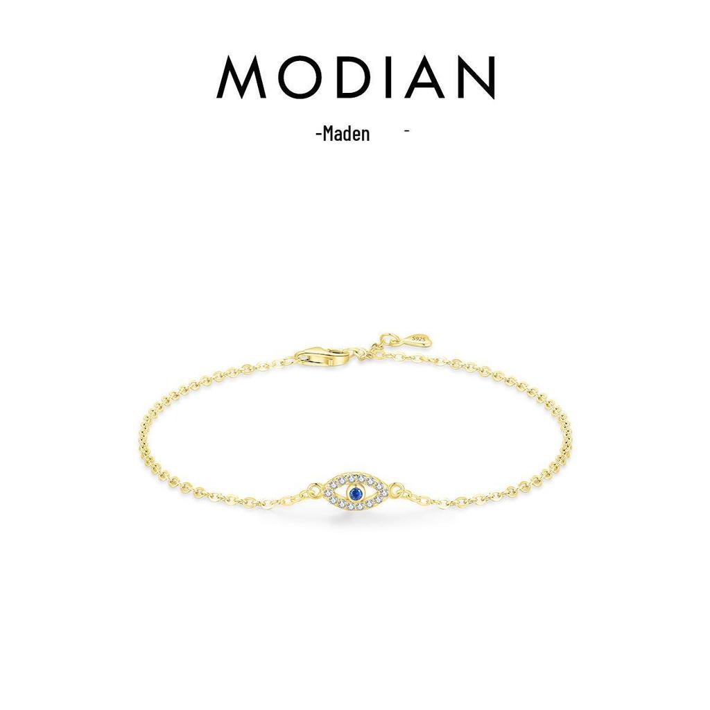 Modian S925 Sterling Silver Devil's Eye Diamond Bracelet for Women - Light Luxury European American Style.