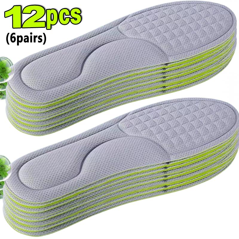 2/12pcs Nano Memory Foam Insoles Unisex Soft Sports Running Shoes Inserts Sweat-Absorbing Deodorant Cushion Shoe Sole Paddings