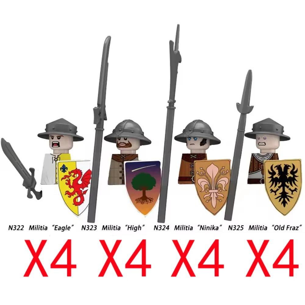Medieval Military Building Blocks Solider Figures Gifts Weapons Shields Helmets Lionheart Teutonic Knights Militiaman Farmer MOC