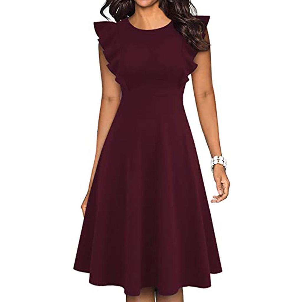 Spring And Summer New Women's Short-Sleeved Slim Print Retro Dress