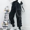 Women's Gothic Fashion High Waist Elastic Waist Overalls Punk Chain Hip Hop Pants Casual Street Tech Wear Plus Size S-4XL