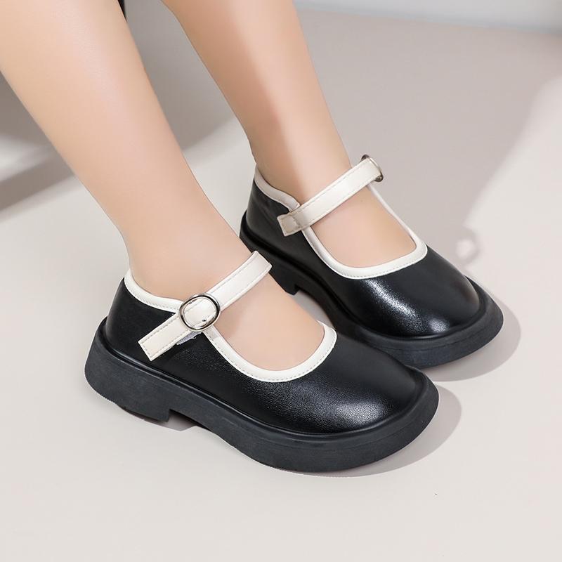 Children Fashion Girls Loafers Color Matching Soft Breatheable Cute Kids Versatile Soft Breatheable Boys Leather Shoes Simple