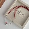 Ticky Red Agate Christmas Necklace S925 Silver Bow Bell Clavicle Chain