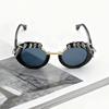 European and American cyberpunk-style, quirky, and unique glasses; rivet-adorned party glasses; trendy round-frame sunglasses
