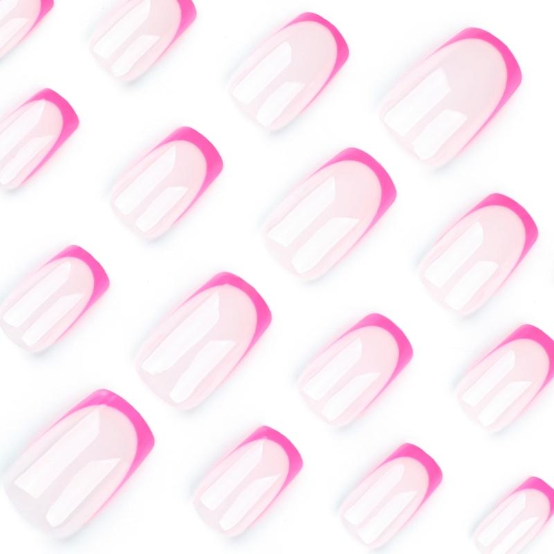24Pz Unghie Finte Press-on Quadrate Unghie Finte Adesive Design Francesi Unghie Finte Unghie Artificiali Regali per Donne e Ragazze