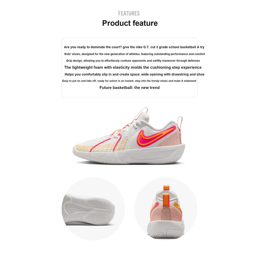 Nike GT Cut 3 GS Summit White Arctic Orange Dziecięce Sneakersy Hyper-Pink University-Gold FD7033-102