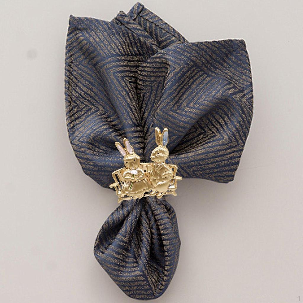 Easter Bunny Rabbit Napkin Rings Holders Dining Table Exquisite Serviette Buckle for ARI