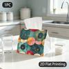 1pc Tissue Box, BOHO CHIC GOLDEN SUN CIRCLES WARM VIBES Pattern, 2D Flat Printing, Crafted with Strong Polyester, Built To Last, Tissue Dispenser, for