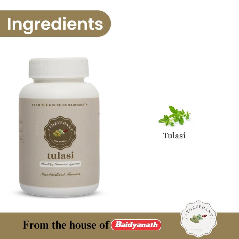 Baidyanath Ayurvedant Tulasi Capsules 60 Count Pack Of 1 Natural Herbal Supplement For Immunity Support And Daily Stress Relief Wellness