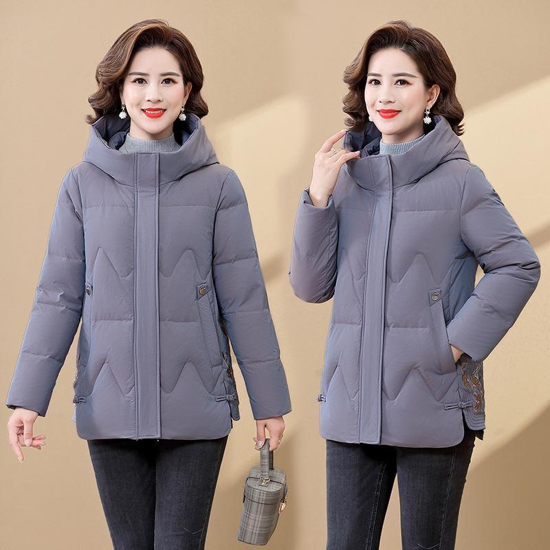 

Women s 2025 Winter Fashion White Duck Down Hooded Jacket – Short, Thick, Warm Coat 3XL (135-150 jin)