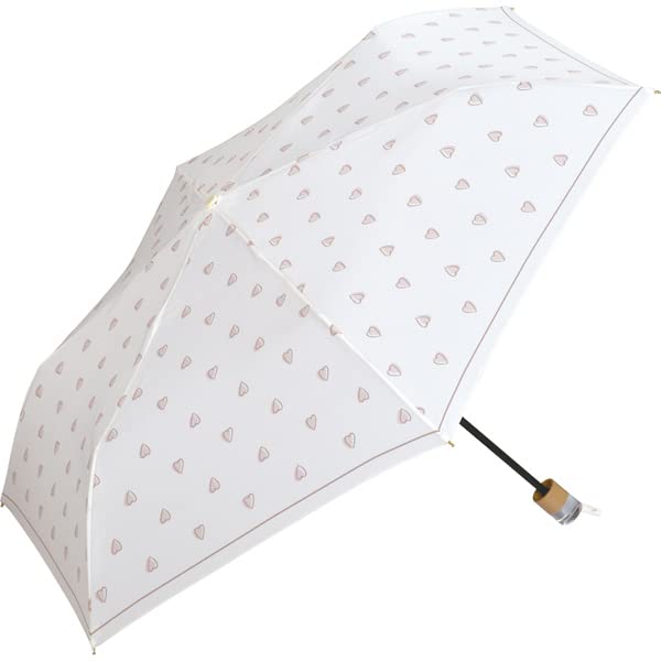 Charmy Heart Mini Automatic Folding Heart Pastel Clear Perfect for or Any Occasion Wpc. Open/Close Umbrella, Women's, 50cm, Sun/Rain, Print, Colors,