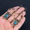 Blue Topaz Earrings, 999 Copper Wire Wrapped Gemstone Jewelry, Handmade Earrings, For Thanksgiving