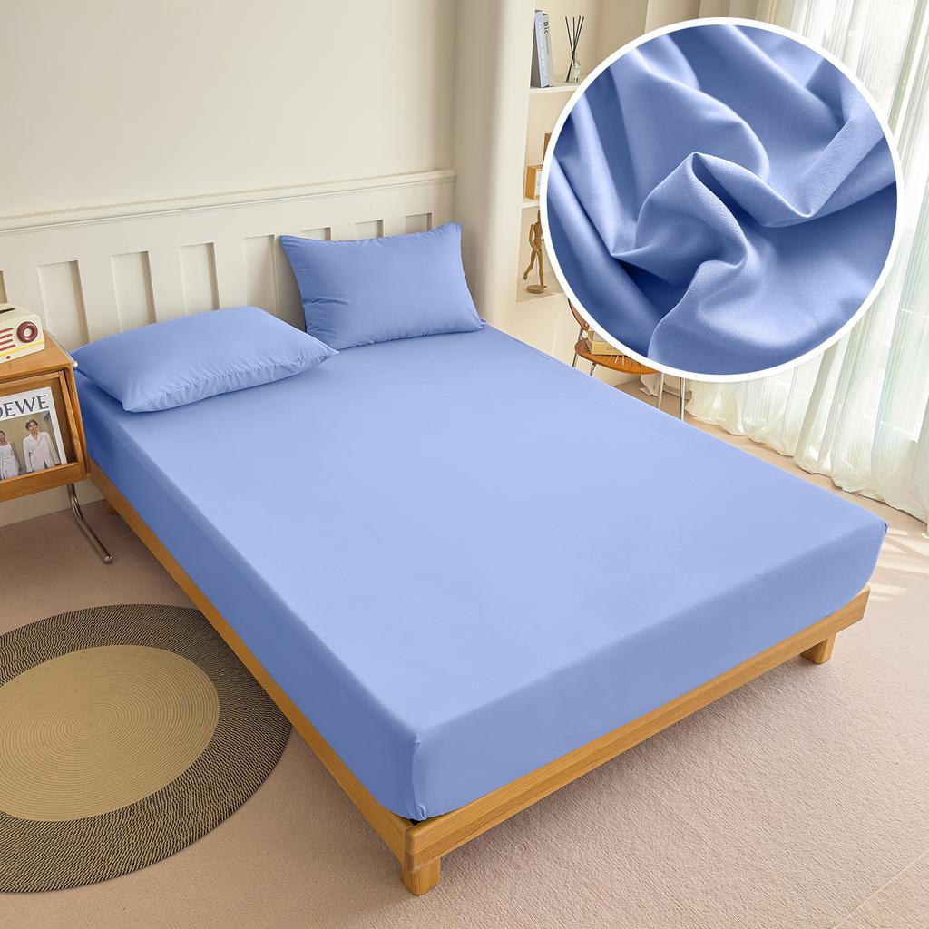 High Quality Fabric Fitted Sheet With Elastic Band Solid Color Mattress Sheet for King Queen Bed 150x200 180x200 200x220cm 1PC