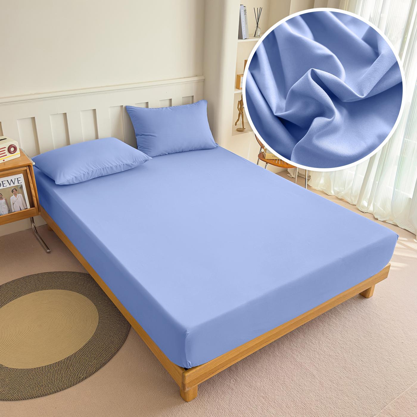 

90/120/150/180x200 Fitted Bed Sheet With Elastic Band Solid Color Mattress Covers Protector Single Double King Beds 90x200