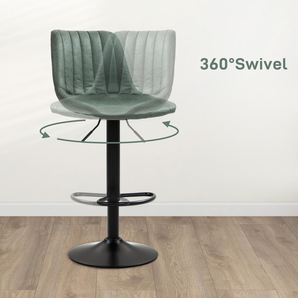 Set of 2 Leathaire Tub Bar Stools - Green