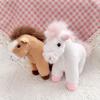 Plush Toys Pony Figurine With Silver Keychain And Beads For Animal Lover Gift