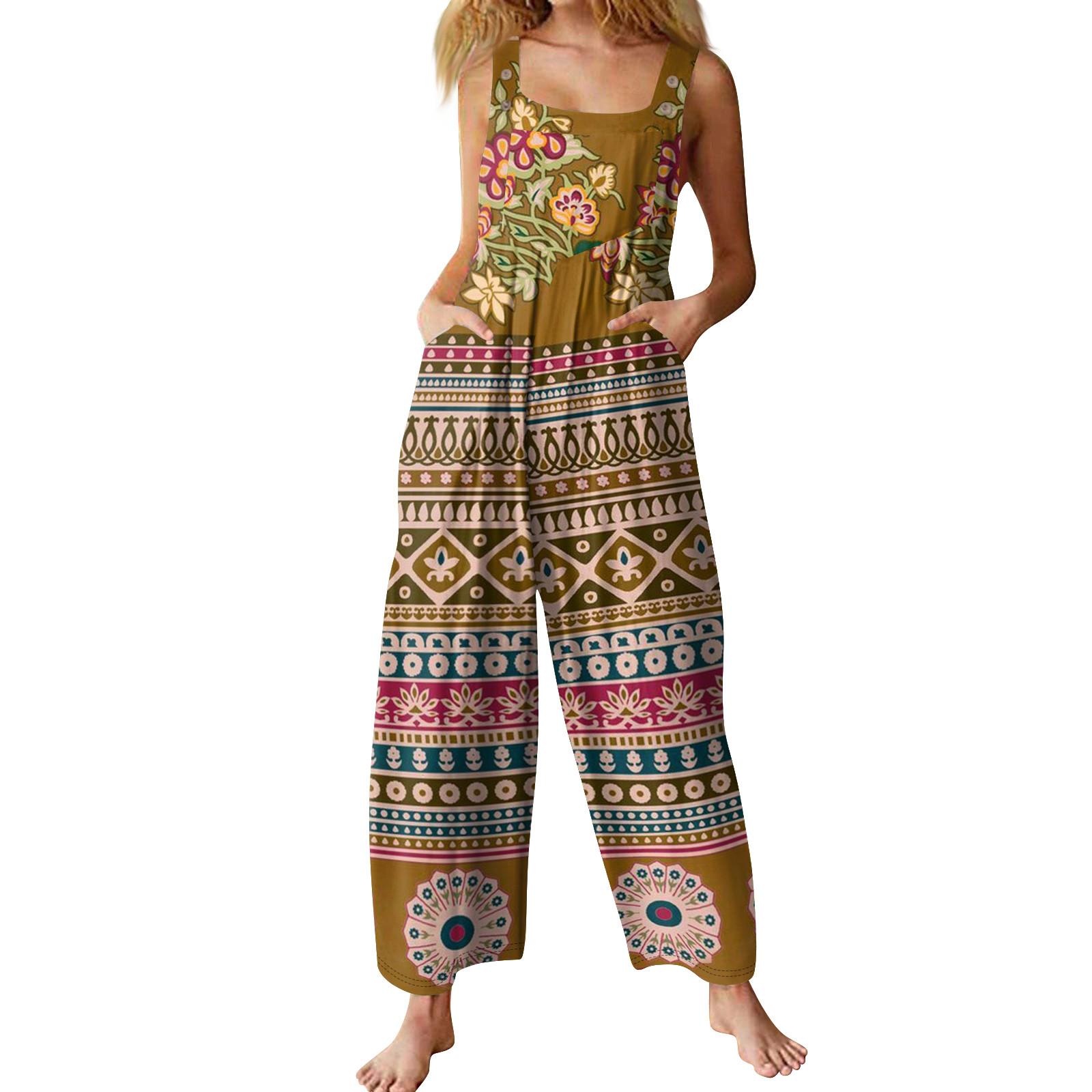 Women s Casual Jumpsuit Sleeveless Popular Floral Print Jumpsuit XL