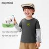 MQDMINI Boys' Cartoon Long-Sleeve Faux Two-Piece T-Shirt