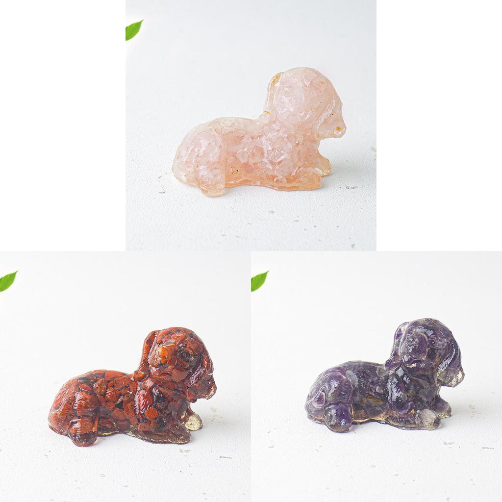 Crystal Resin Dog Face Decor With Natural Gemstone For Office And Home Tabletop Gift