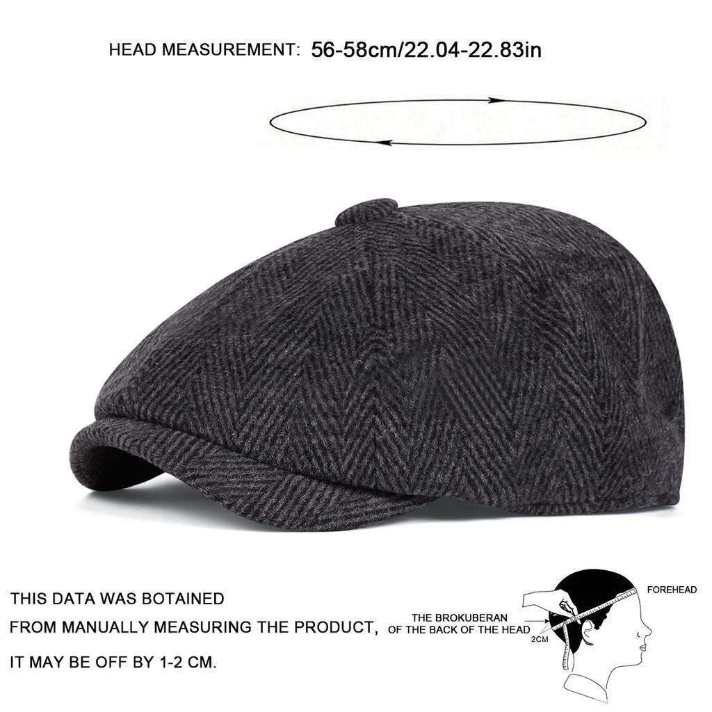 1Piece Men Texture Newsboy Hat Octagonal Hat Outdoor Warmth Sunscreen Casual Hat Suitable for Autumn Winter Travel