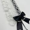 Pearl Lolita Lace Headband Ribbon Bow Maid Cosplay Headdress Cute Ruffled Hairband  Cosplay
