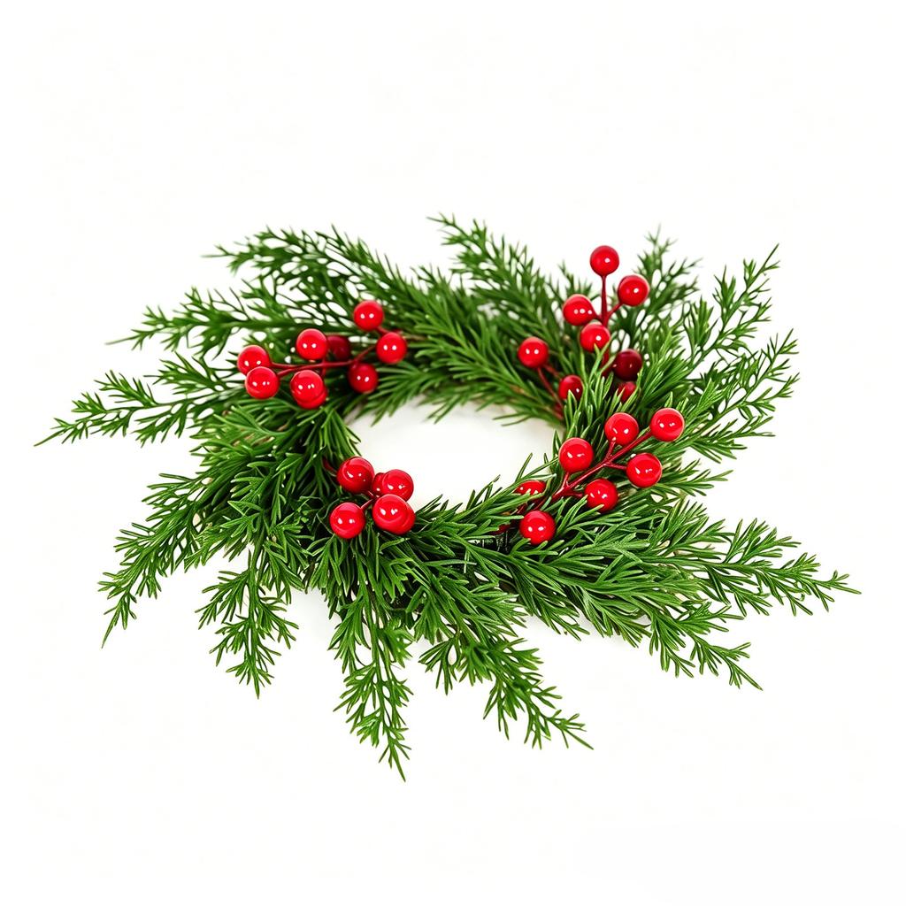Artificial Christmas Candle Wreath - Faux Decorative for Candle Holder, Holiday Table Centerpiece