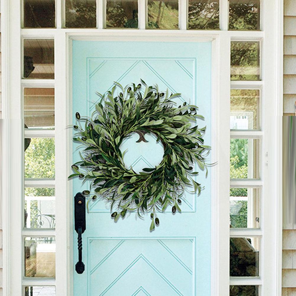 Front Door Wreath Seasonal Decor Spring Decor 40cm Beautiful Olive Leaves Wall Hanging Garland Indoor Wall Decor