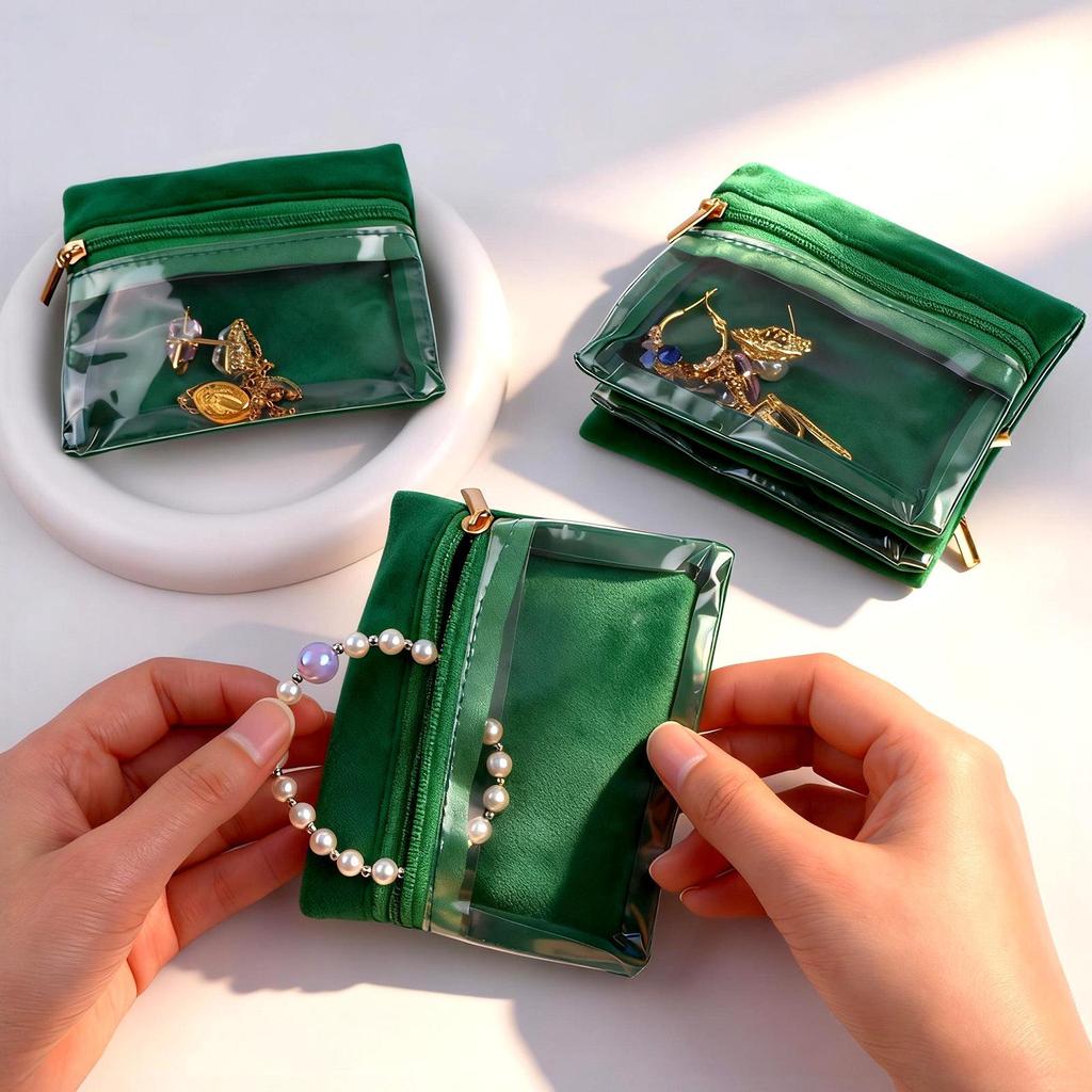 Compact Flannel Jewelry Storage Bag: Anti-Oxidation Box for Ornaments, Earrings, Rings, Necklaces & Mini Coin Purse