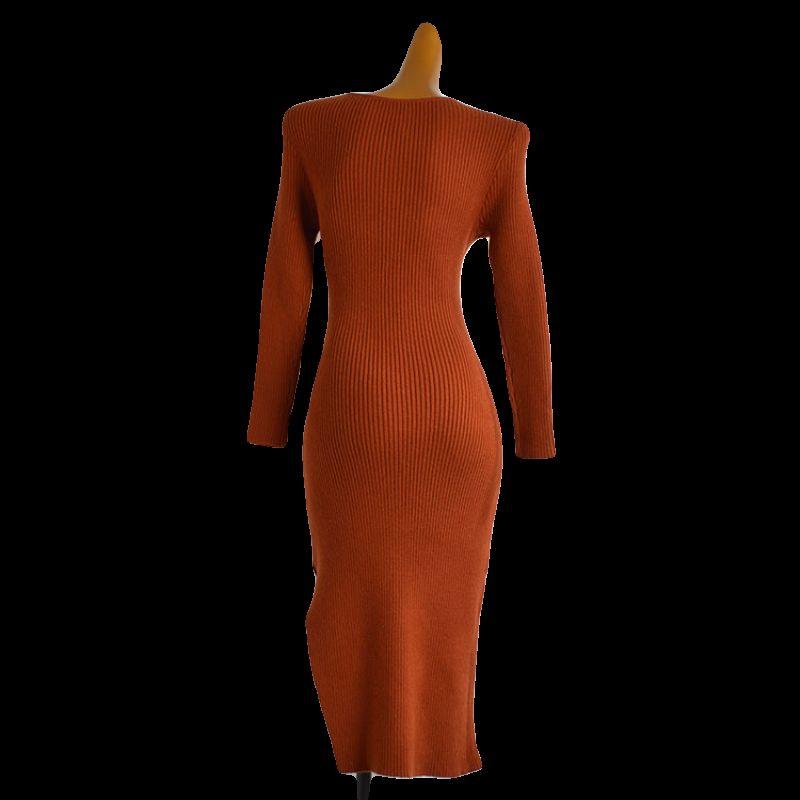 Fashion Style New Arrival Pure Desire Cross V-neck Cut Out Crop Top Knitting Dress Women's Clothing Mid Length Long Length Slit Long Skirt