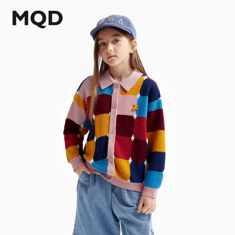 

MQD Girls Korean Style Color-Block Jacquard Knit Cardigan 110