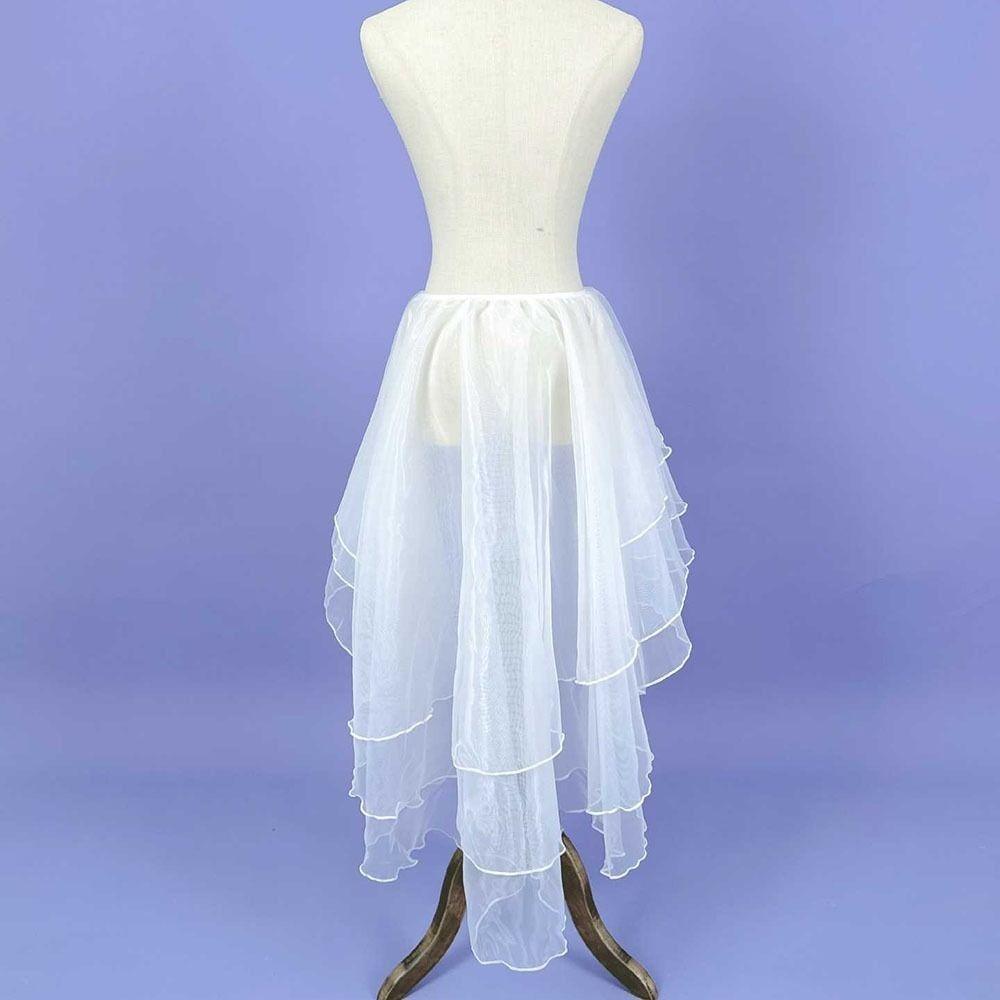 Irregular Hem Three-tiered Crinoline Lightweight Lace Ruffles Skirt Trailing Skirt Stage
