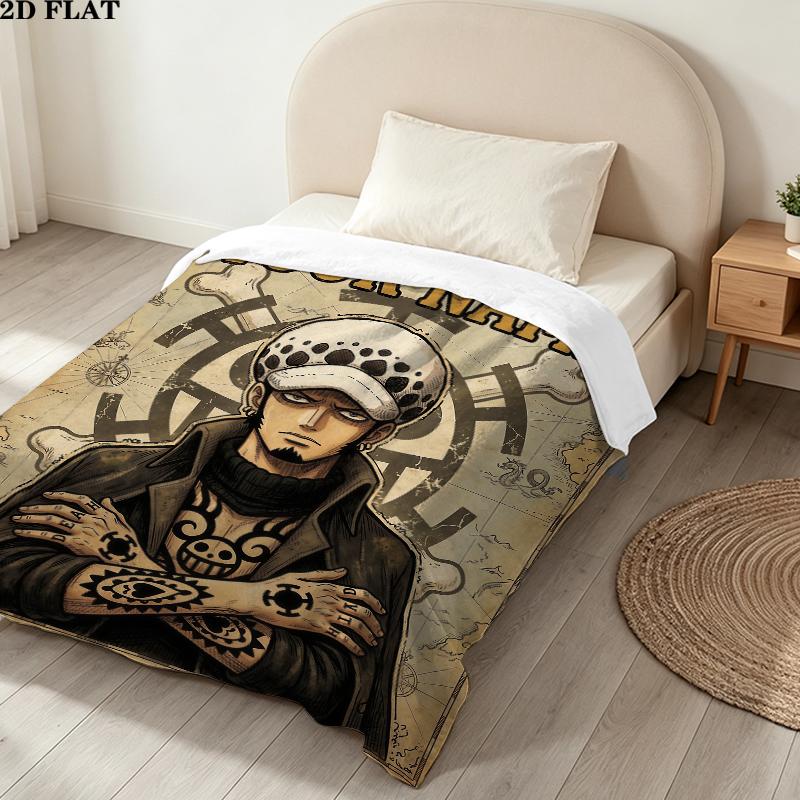 Custom Name,Trafalgar Law Printed Flannel Blanket, soft throw for bedroom sofa, washable, Christmas present, great gift.
